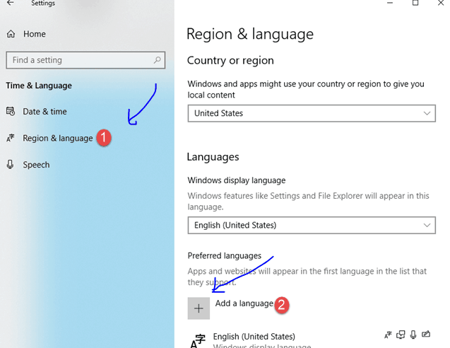 Region & language